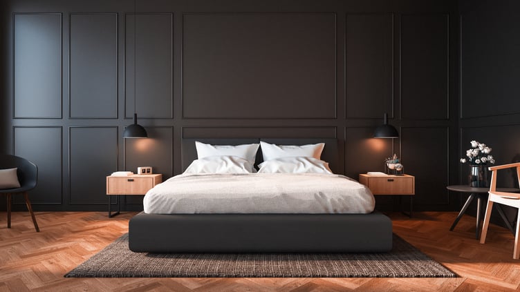 modern-bedroom-with-large-bed-black-wallswooden-floorthe-room-has-cozy-minimalist-aesthetic
